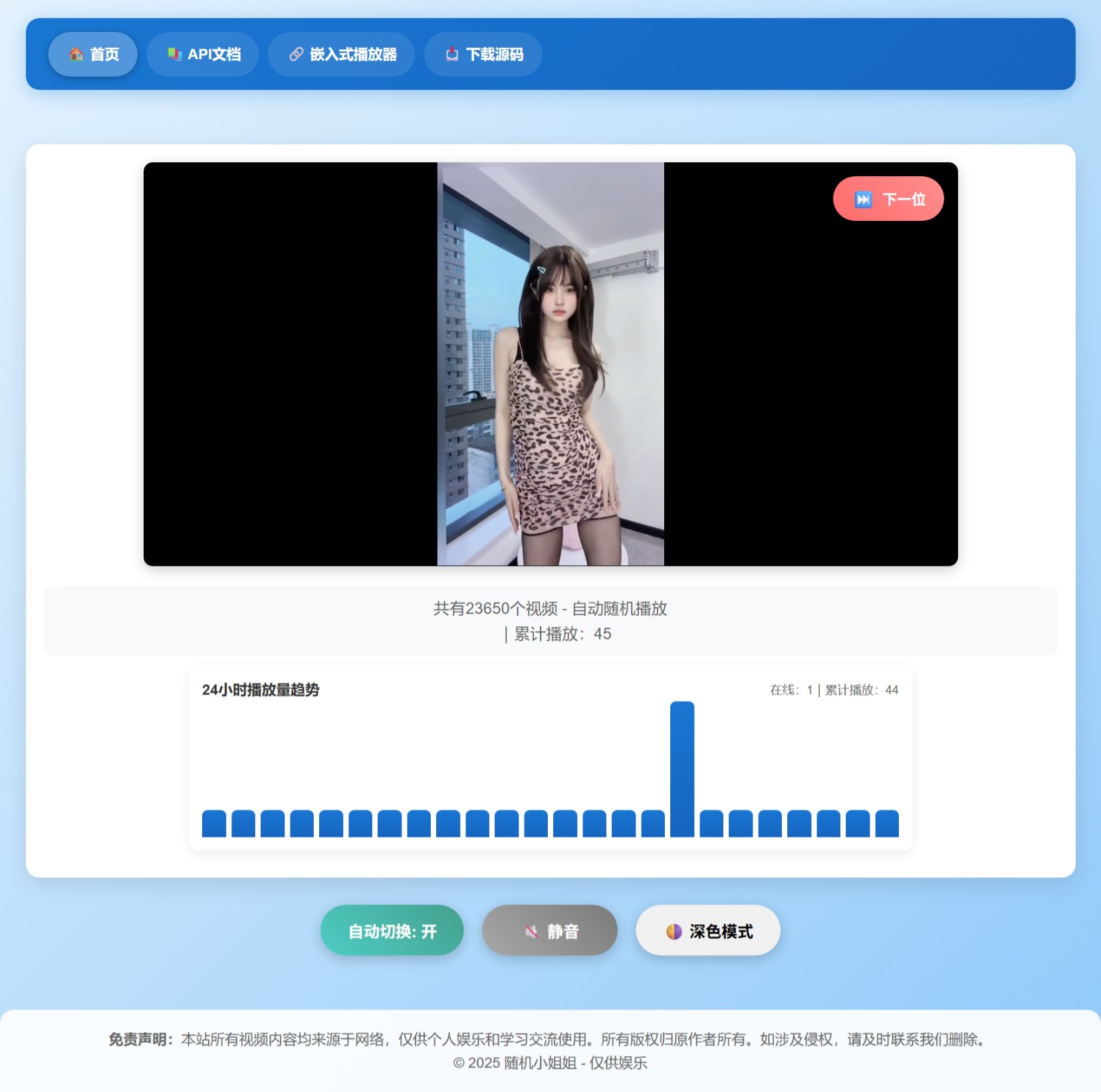 随机小姐姐热舞视频系统源码全新UI带后台版v5.0轩玮IT博客：探索建站技术，分享专业见解-轩玮博客